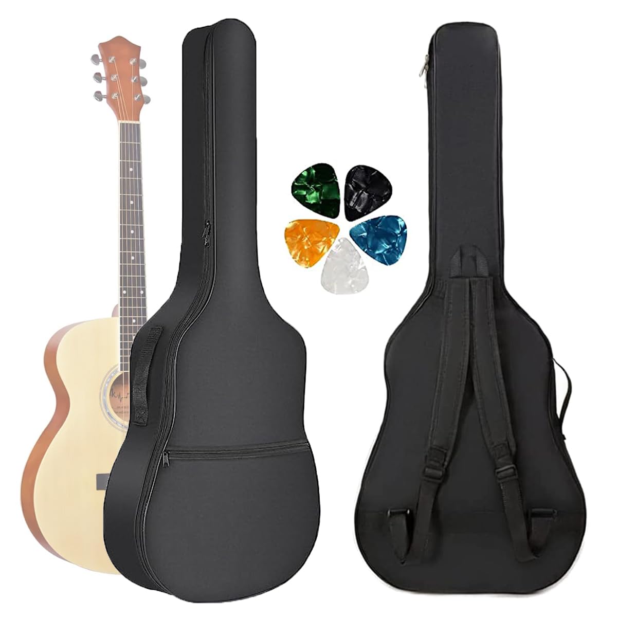 DEVICE OF URBAN INFOTECH Oxford 41 Inch Guitar Bag for Acoustic Guitar Cover Guitar Case Acoustic with Guitar Picks Acoustic Guitar Bag for 38, 39, 40, 41 inch Guitar, Black