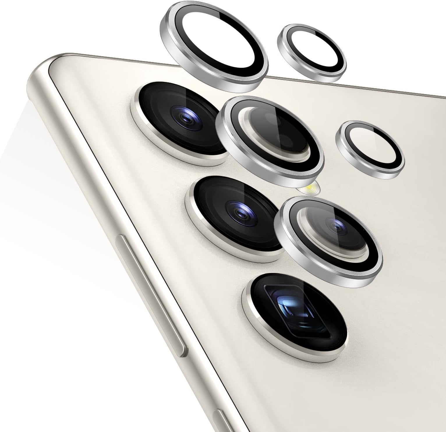ESR for Samsung Galaxy S23 Ultra Camera Lens Protectors(2023), Individual Lens Protectors with Aluminum Edging, Military-Grade Protection, Scratch-Resistant, Ultra-thin Tempered Glass, 5 Piece, Silver