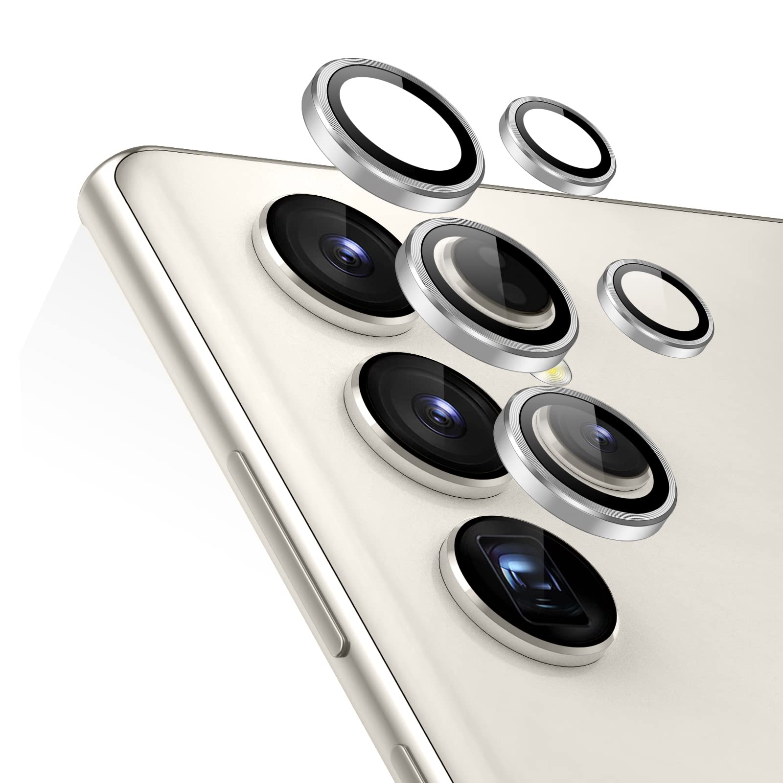 ESR for Samsung Galaxy S23 Ultra Camera Lens Protector, Samsung S23 Ultra Accessories, Scratch-Resistant Ultra-Thin Tempered Glass with Aluminum Edging, S23 Ultra Case Friendly, 1 Set, Silver