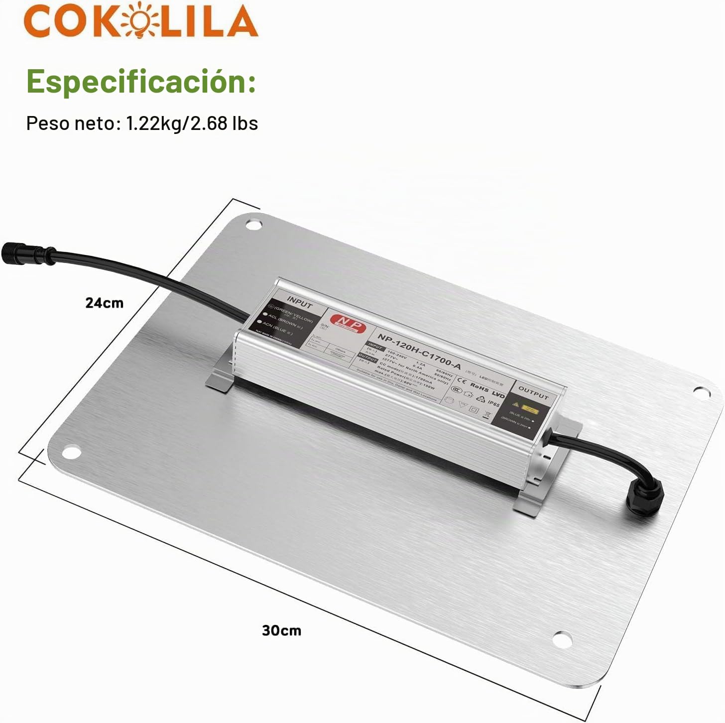 COKOLILA LZB1000 Lámpara de Cultivo LED, Espectro Completo Regulable 222 LED SMD con Luz IR para Plantas de Interior, Ideal para Tienda de Cultivo 90x90cm, Vegetación y Floración
