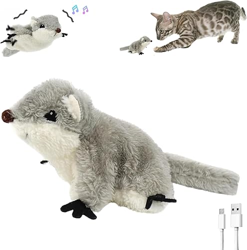 Juguetes interactivos para gatos, recargables, activados por el tacto, hierba gatera, juguetes de pájaros chirridos para gatos y gatitos de interior