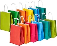 RACETOP 32 Pack Small Kraft Paper Gift Bags with Handles, 5.8x3.2x8.25 Inches, 8 Rainbow Colors for Birthdays, Baby Showers, Weddings