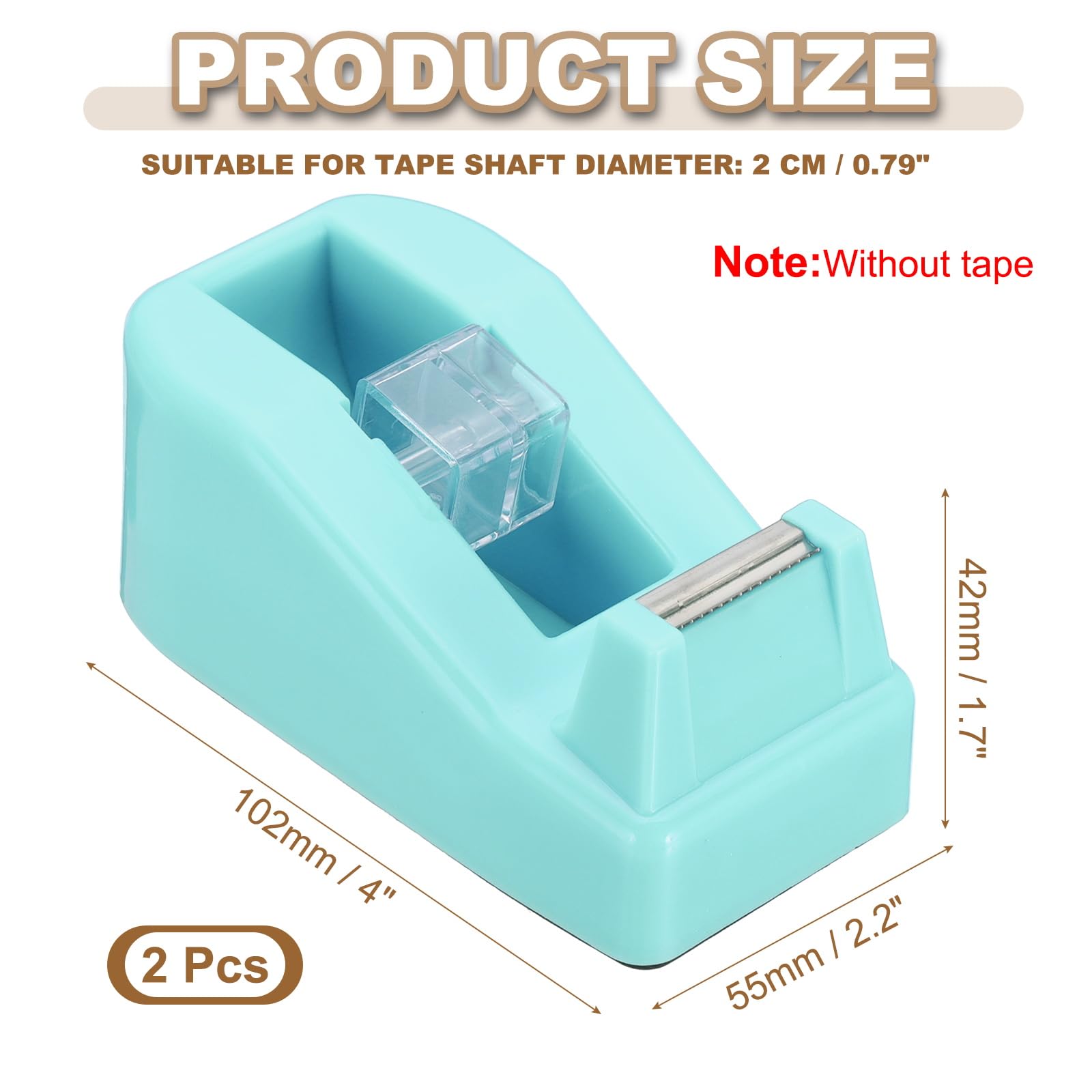 PATIKIL 2pcs Tape Dispenser Desk, Small Tape Dispenser Cute Desktop Dispenser Holder for Tape Office Desktop Cyan Blue - Image 2