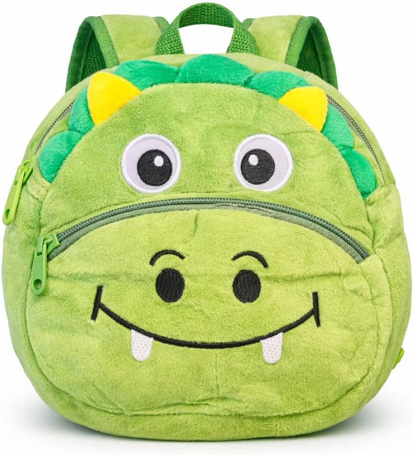 Mini Mochila Infantil de Bichinhos em Poliéster Tipo Pelúcia 2 Bolsos, Alça Regulável, Leve e Resistente para Escola, Passeio e Dia a Dia Estampa de Animais.