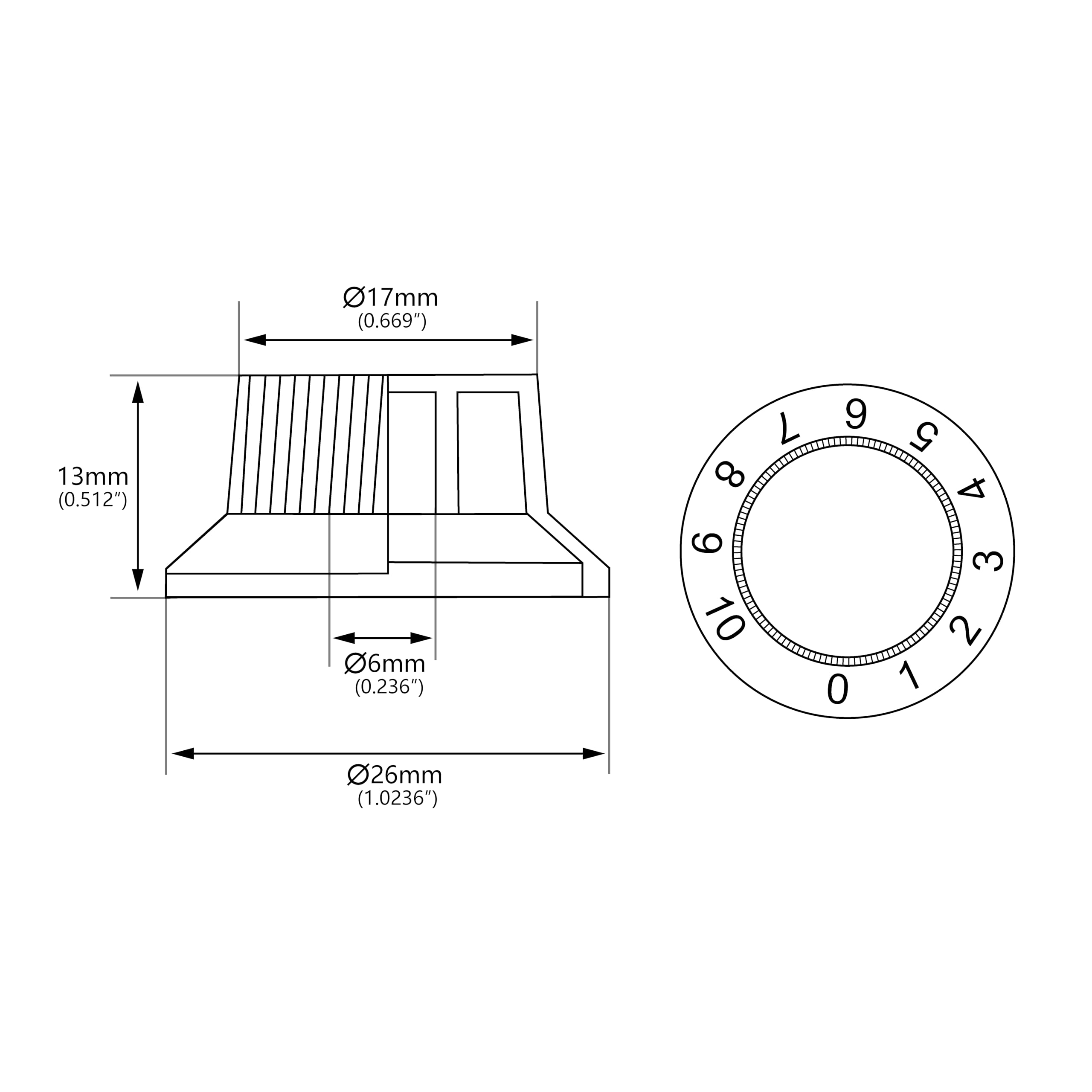 Banworks Electric Guitar Control Knobs 2 Tone and 1 Volume Knobs Speed Knobs Top Hat Metric 6mm (15/64") 18-Spline for Squier Strat Electric Guitars Pack of 3 JT/XN-04 Chrome - Image 2