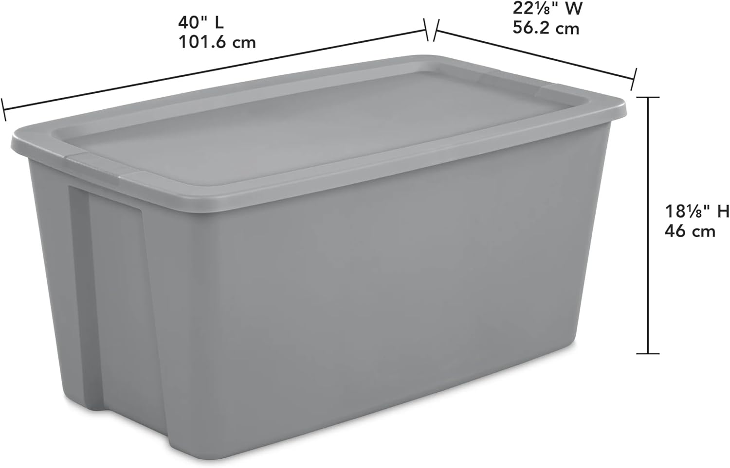 50 Gallon Gray Extra Large Plastic Storage Tote, Durable Storage Bin with Snap-On Lid