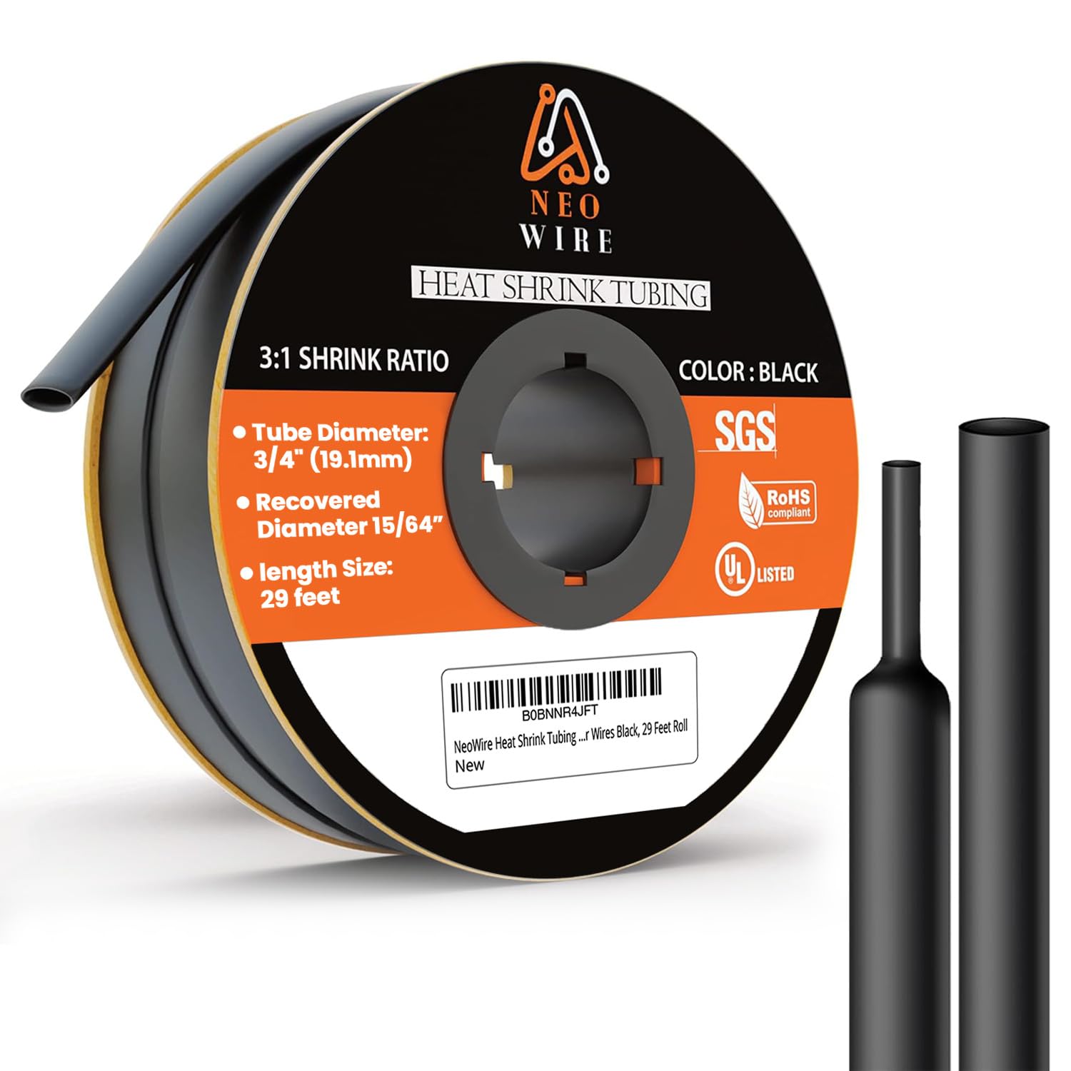 NeoWire Heat Shrink Tubing 3/4", 3:1 Ratio Shrink Tube Industrial and Marine Grade, Dual Wall Adhesive Lined Wire Shrink Wrap Tubing, 29 Feet Roll (