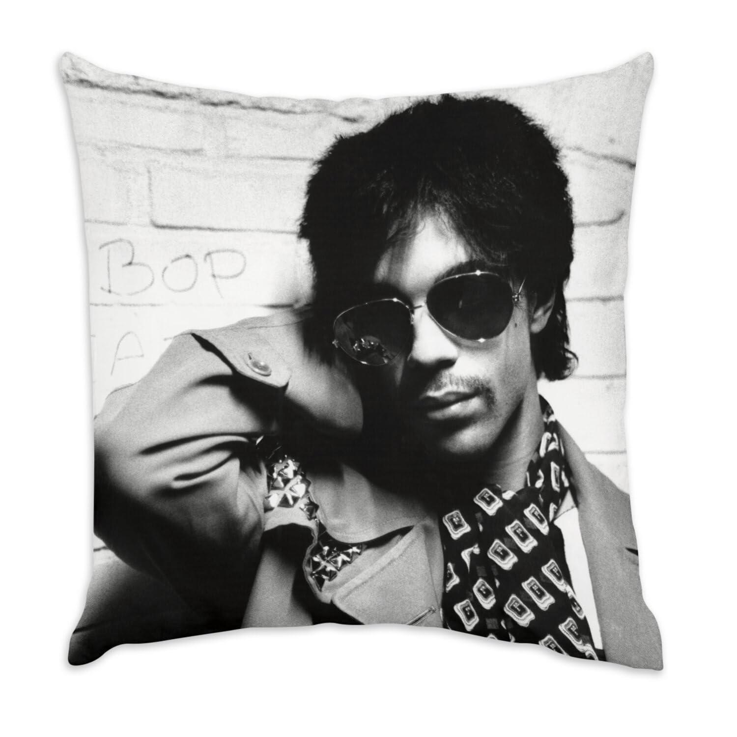 Coussin velours blanc chanteur funk pop star célébrité avec housse de décoration 40x40