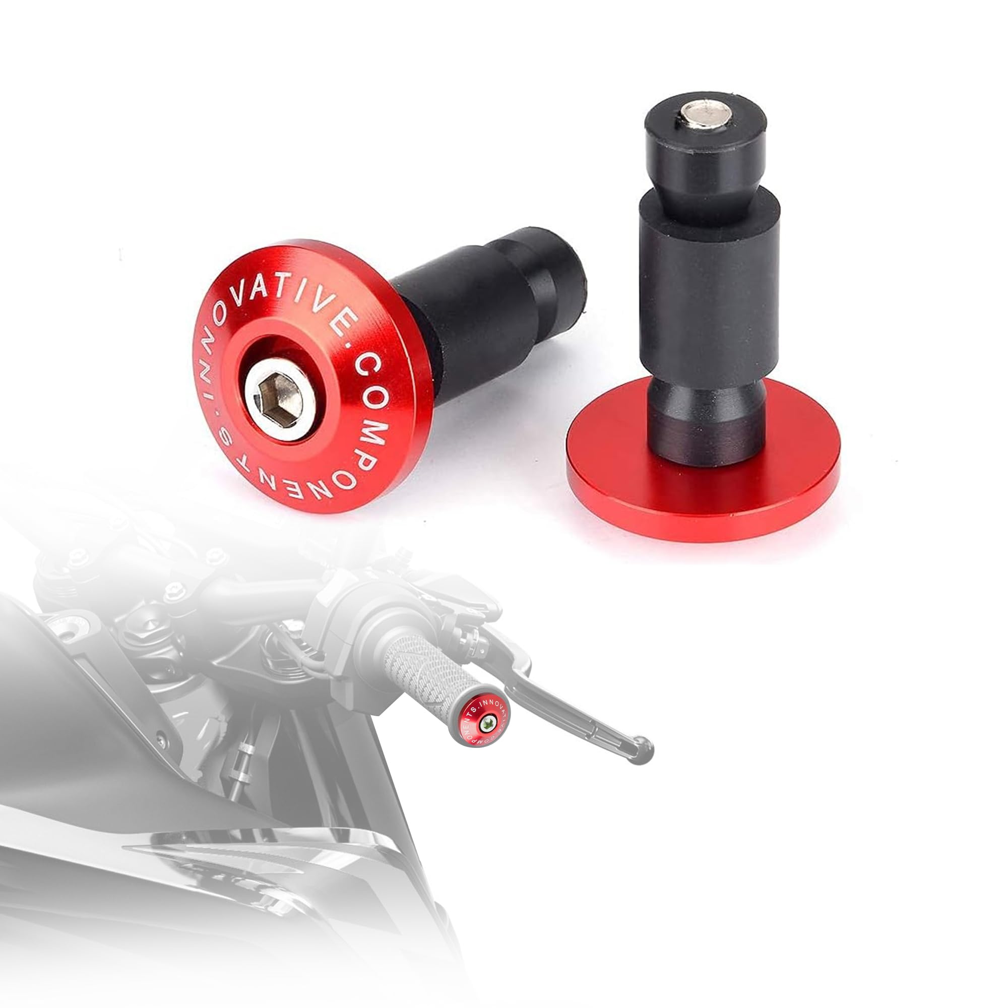 Goldfire Motorcycle 7/8'' Handle Bar End Weights Handlebar Grips Cap Anti Vibration Silder Plug Fits for Yamaha Kawasaki Dirt Bike (red)