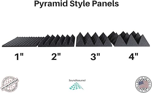 Miniatura 6 de Espuma acústica piramidal a granel para aislamiento acústico de estudio y amortiguación de sonido, paquetes de 48 pies cuadrados disponibles en