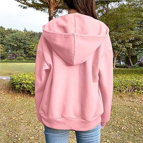 Hoodies for Women Long Sleeve Loose Fit Zip Up Fashion Sweatshirts Casual Solid Lightweight Hooded Jackets4