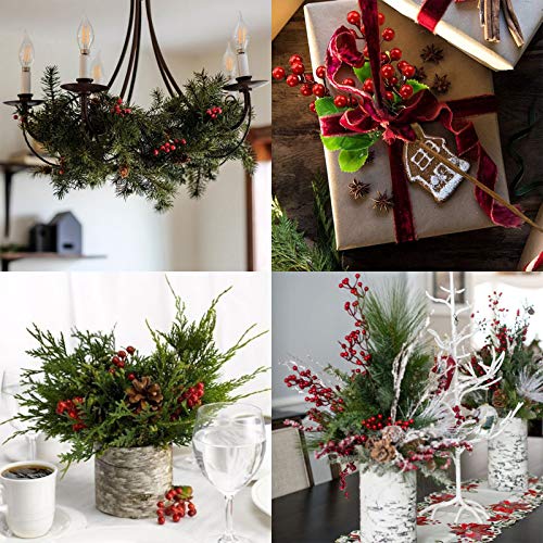 image for TITATI 12 Pcs Artificial Berry Stems 9.5 inch Fake Red Berries Holly B