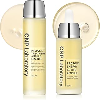 CNP Glow Skin Booster Set - Honey Ceramide Essence + Centella Serum Bundle | Propolis-Infused, Intense Hydration & Calming for Sensitive Skin | Korean Skincare