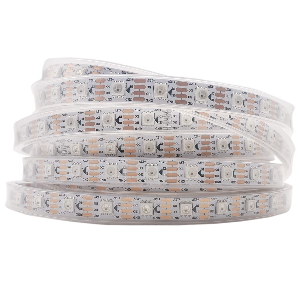 WS2815 taśma LED RGB indywidualnie adresowana 30/60/144 pikseli/diody LED / M SMD5050 taśma świetlna do telewizora IP30/65/67 DC5V DC12V (5 m, 60 LED IP67, biała płytka drukowana)