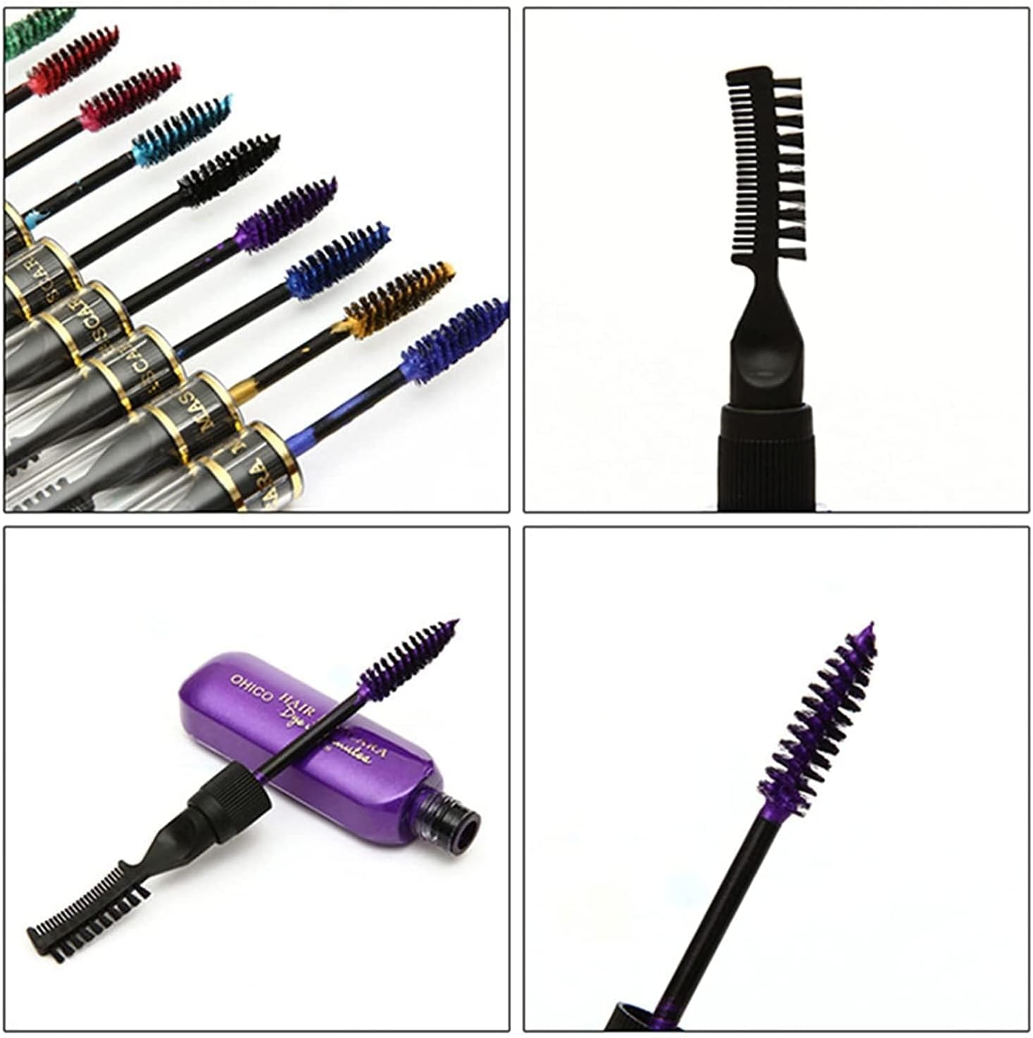 ELECDON Temporary Hair Mascara Instantly Hair Color Dye Hair Color Chalk Comb Punky Color Washable Hair Dye Mascara for Dark & Light Hair Kids Girls Women Party Birthday Gifts, 6 Pcs