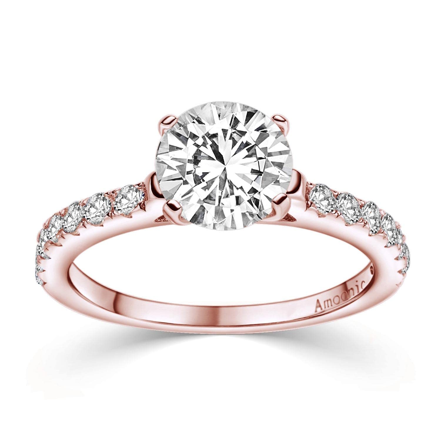 Verlobungsring Rosegold Damen mit Stein (15 Zirkonia Steine), Antragsring