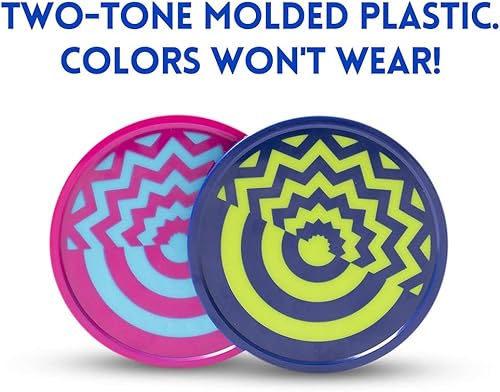 Miniatura 4 de Vivid Pucks de hockey de aire de dos tonos (paquete de 2) | Patrones y diseños psicodélicos moldeados a prueba de desgaste | Discos grandes de 3.25