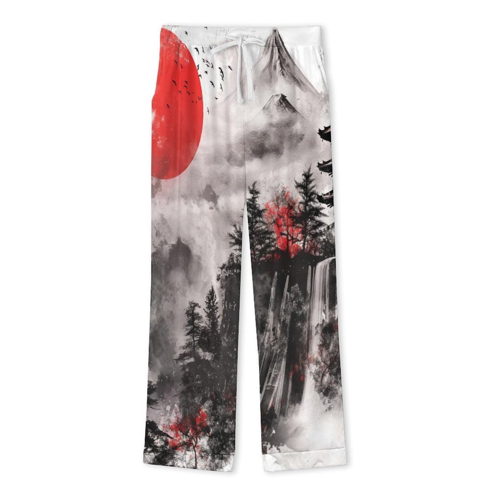 OLEETS Completo Pigiama da Uomo - Foresta di Montagna Top E Pantaloni in 2 Pezzi Pigiama Casual E Ampio A Maniche Lunghe Morbido Autunnale E Invernale.