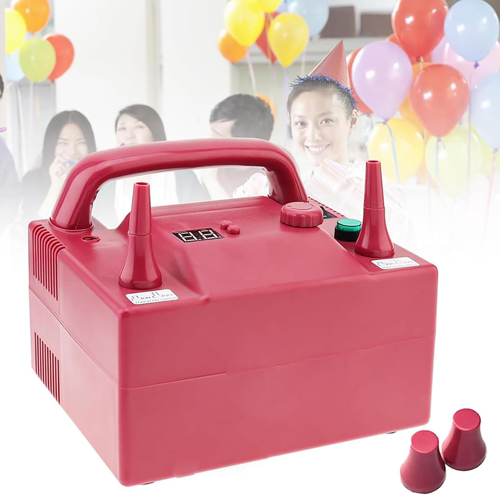 Wsexyy Electric Air Balloon Pump, Dual Nozzle Balloons Inflator, With Timing And Wind Speed Adjustment Function, With 2 Inflation Nozzles, For Wedding Birthday Party Decoration