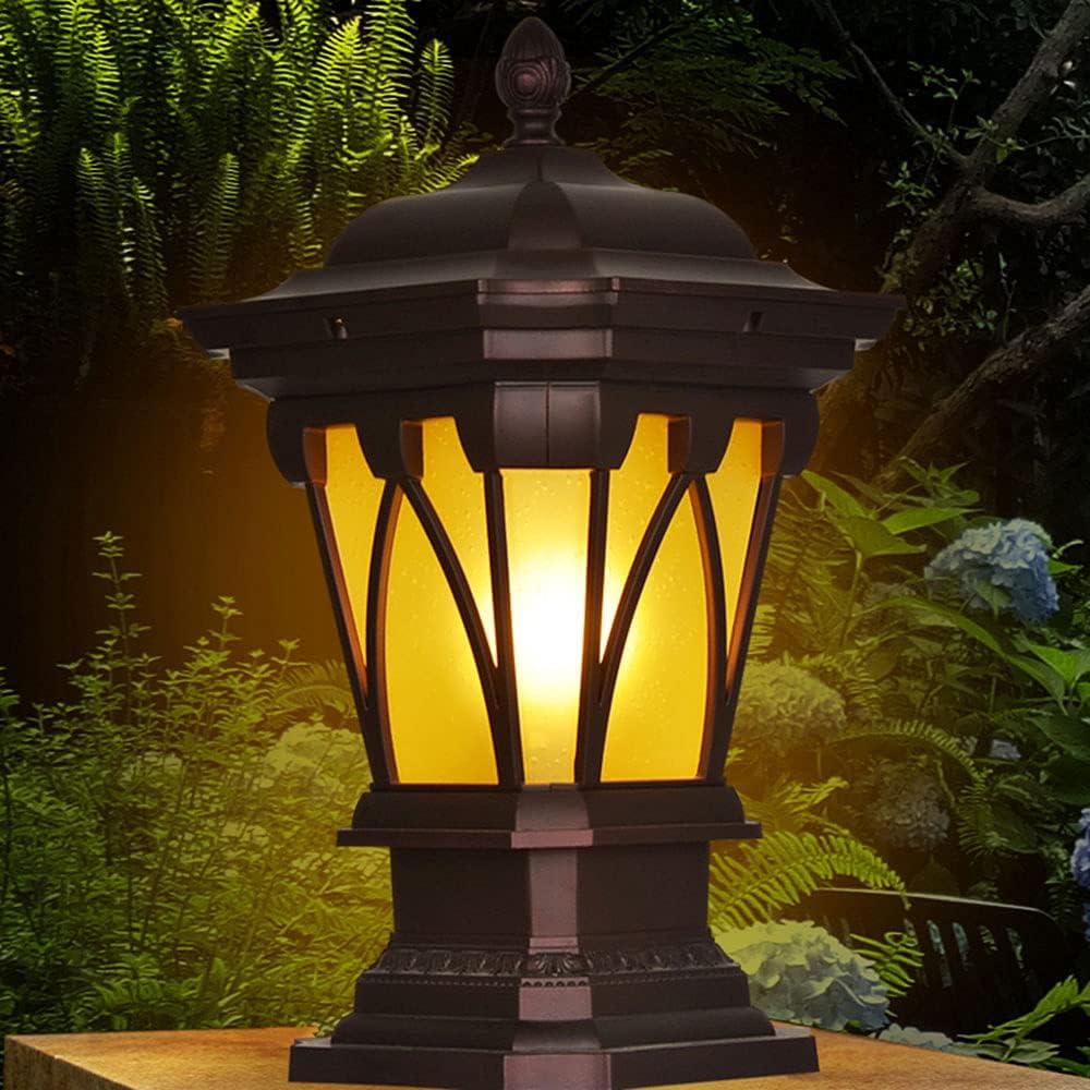 1 Pack Outdoor Fixture Lamp Pillar Lamp Garden Lantern Classic Floor Lamp Vintage Pier Mount Porch Stigma Lamp Waterproof IP54 for Patio, Driveways, Garden,