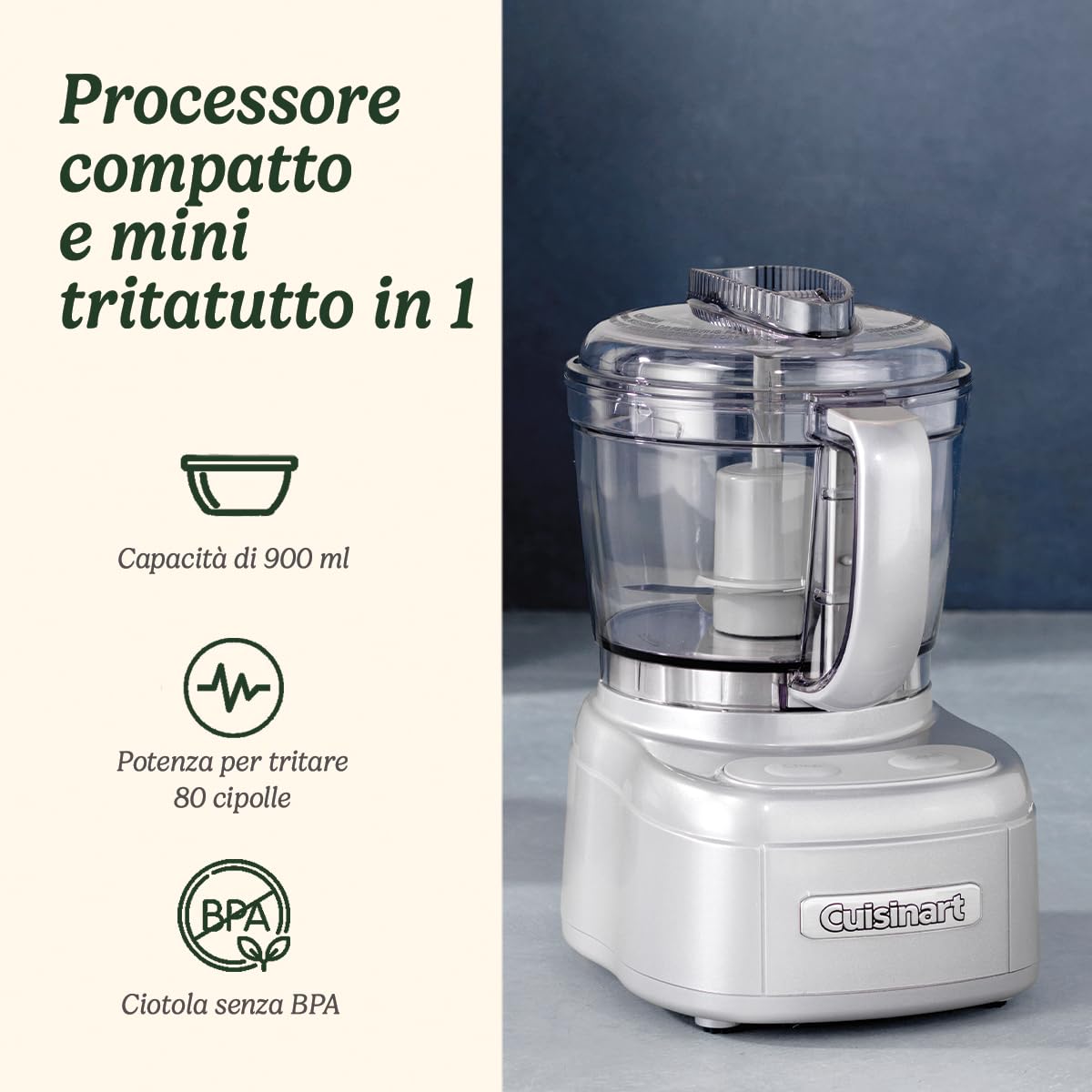 Cuisinart Mini Prep Pro kompaktowy mini robot kuchenny, rozdrabniacz, mikser do przypraw, funkcja pulsacji i otwory ociekowe, pojemność 900 ml, nadaje się do mycia w zmywarce