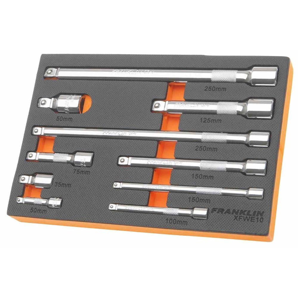 1/4", 3/8" & 1/2" Drive Extension Set 10 Piece Franklin Tools XFWE10