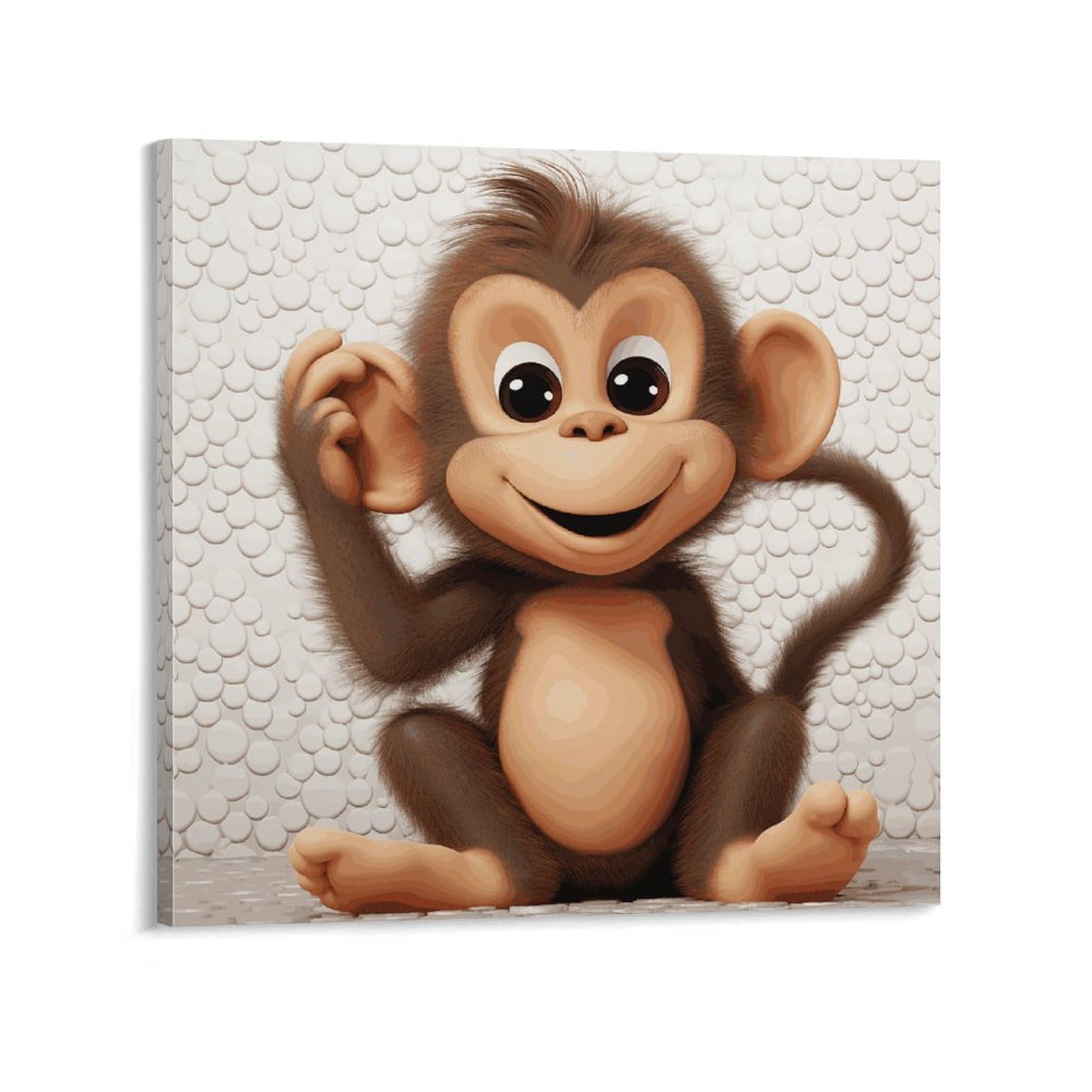 KLOPH Cute Monkey Canvas Wall Art for Living Room 12x12inch Modern Artwork Painting for Bathroom Hanging Canvas Prints Aesthetic Wallart for Bedroom Kitchen Office Wall Decor