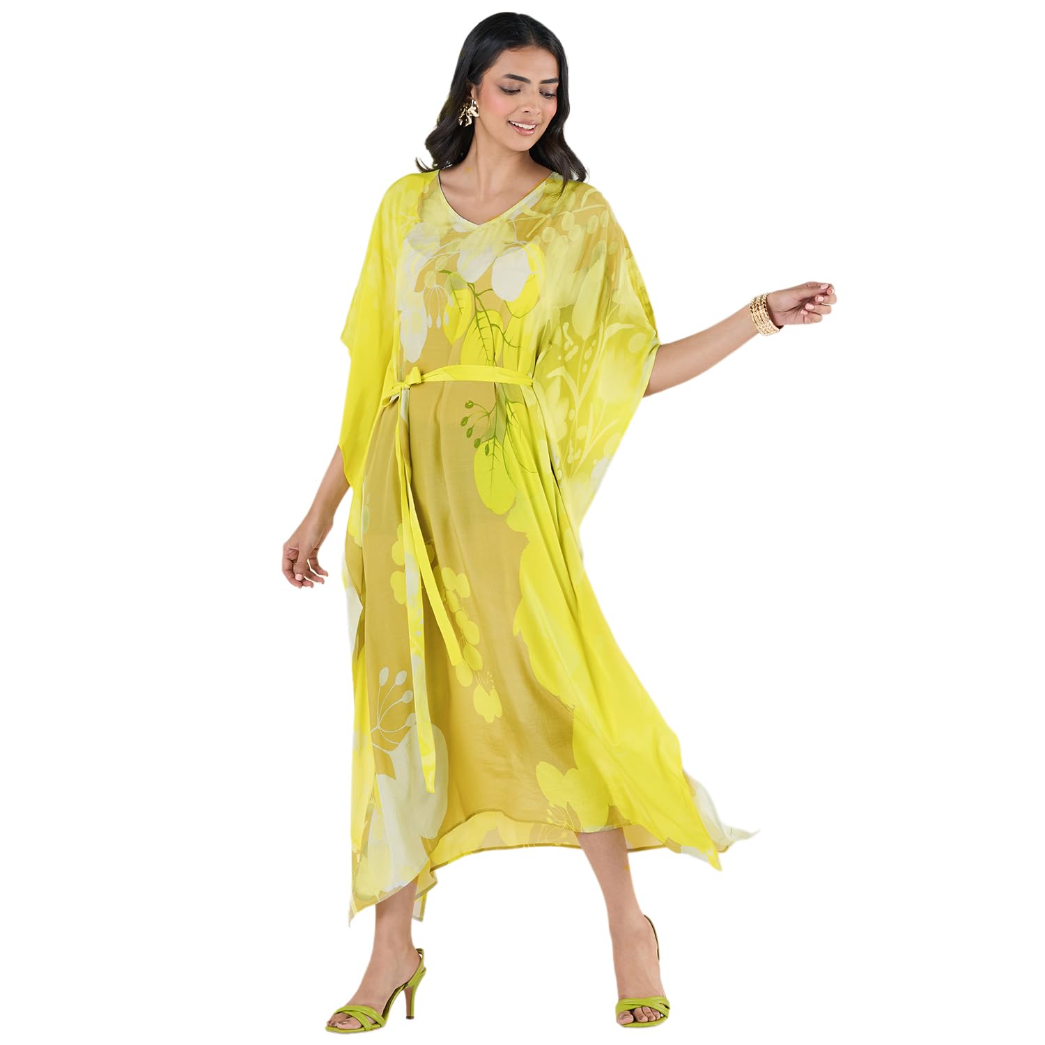 Navyasa Green Liva Crepe Floral Print Kaftan top (Size: 42)-F4NBLKF4154B-image-43