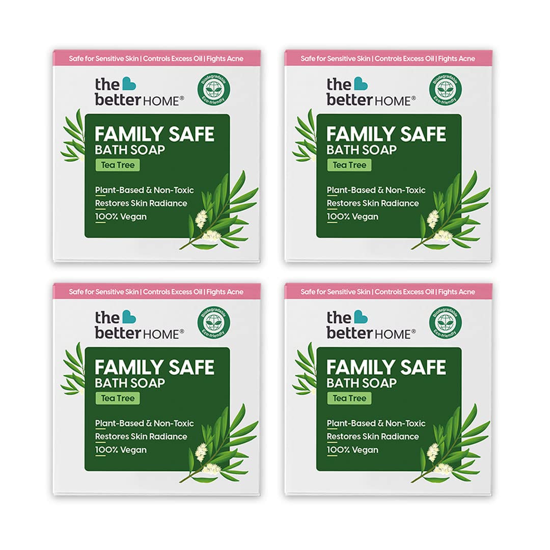 The Better Home Tea Tree Soap (100g Each-Pack of 4) Natural Solid Soap Bars For Bath | Body Soap | Cleansing Bathing Soap | Anti Fungal | Fights Acne And Pimples