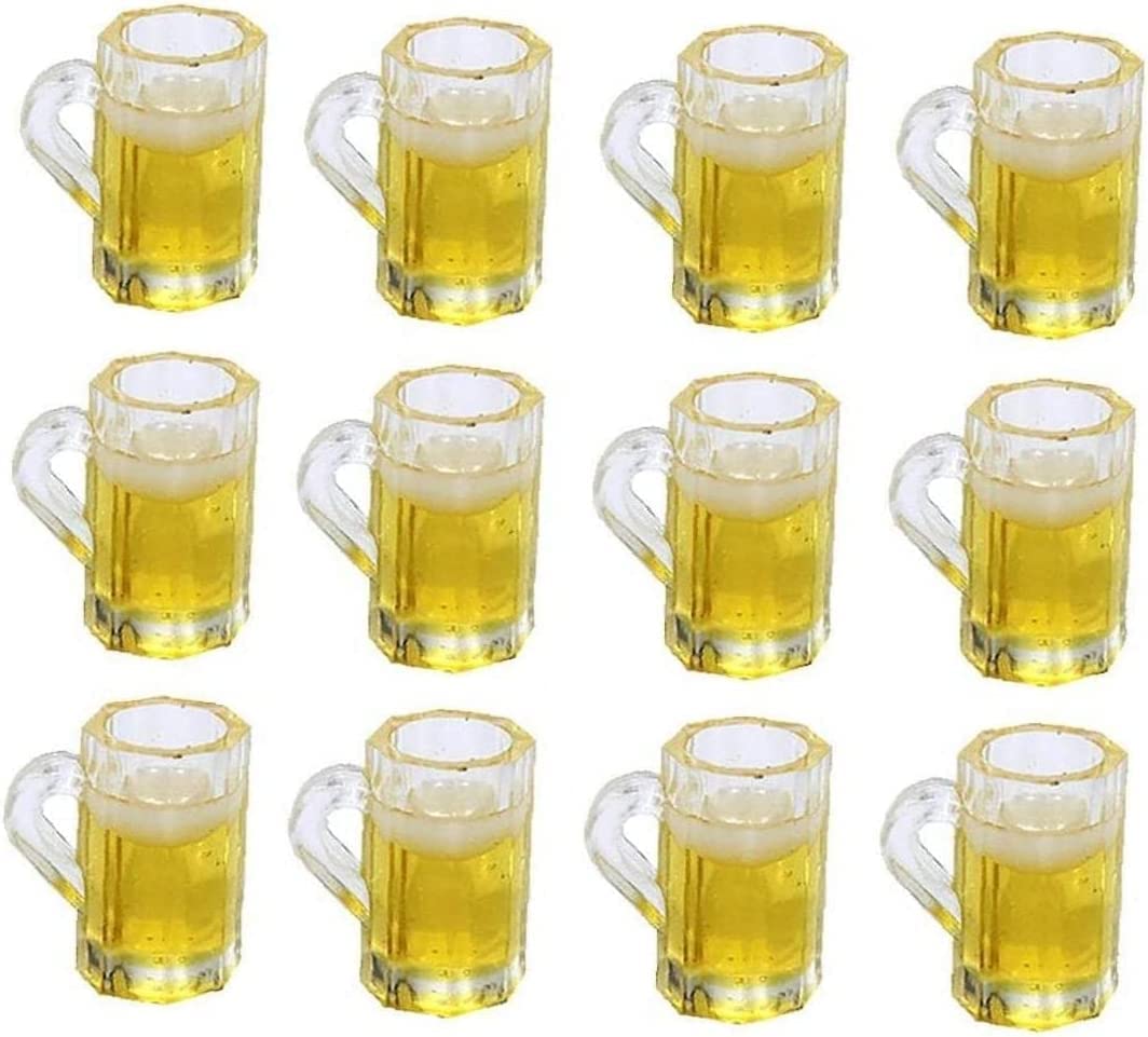 5 Pcs Yellow Mini Beer Cup Models - Resin Dollhouse Accessories For DIY Crafts
