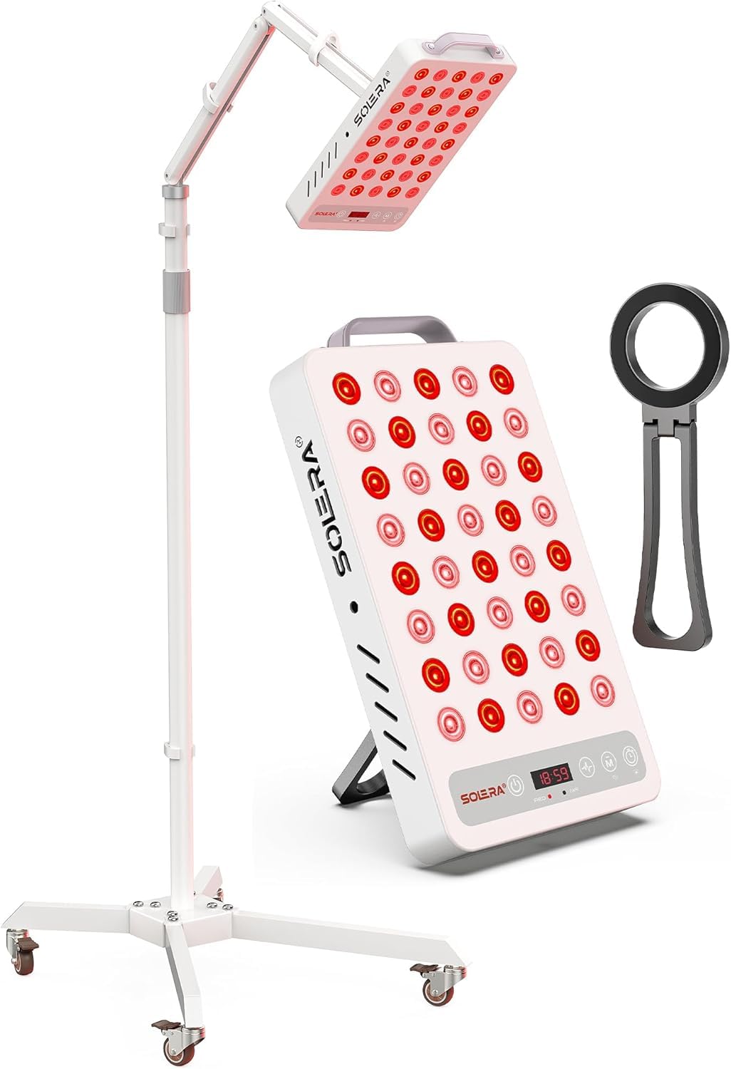 Photo 1 of SOLRA SR40 Red Light Therapy Panel with Magnetic Mount & Floor Stand, 660nm 850nm Near Infrared LED Light Lamp for Face & Body, 200W Dual Chip, Adjustable Height, Low EMF, Timer, Home Use