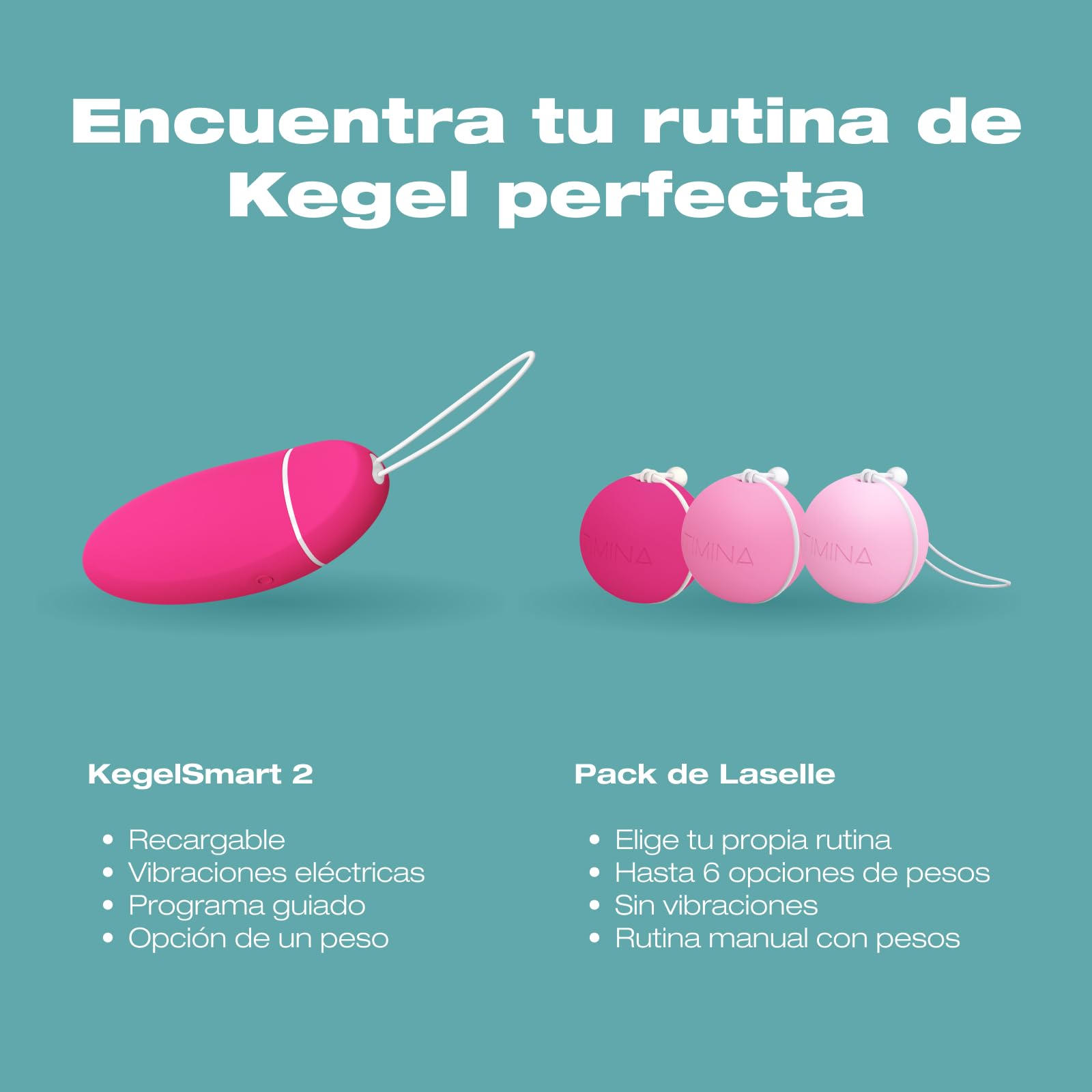 INTIMINA KegelSmart 2: Ejercitador de Suelo Pélvico para Mujeres, Bolas Chinas Suelo Pelvico Mujer Dispositivo de Tonificación de Kegel para Entrenamiento Guiado