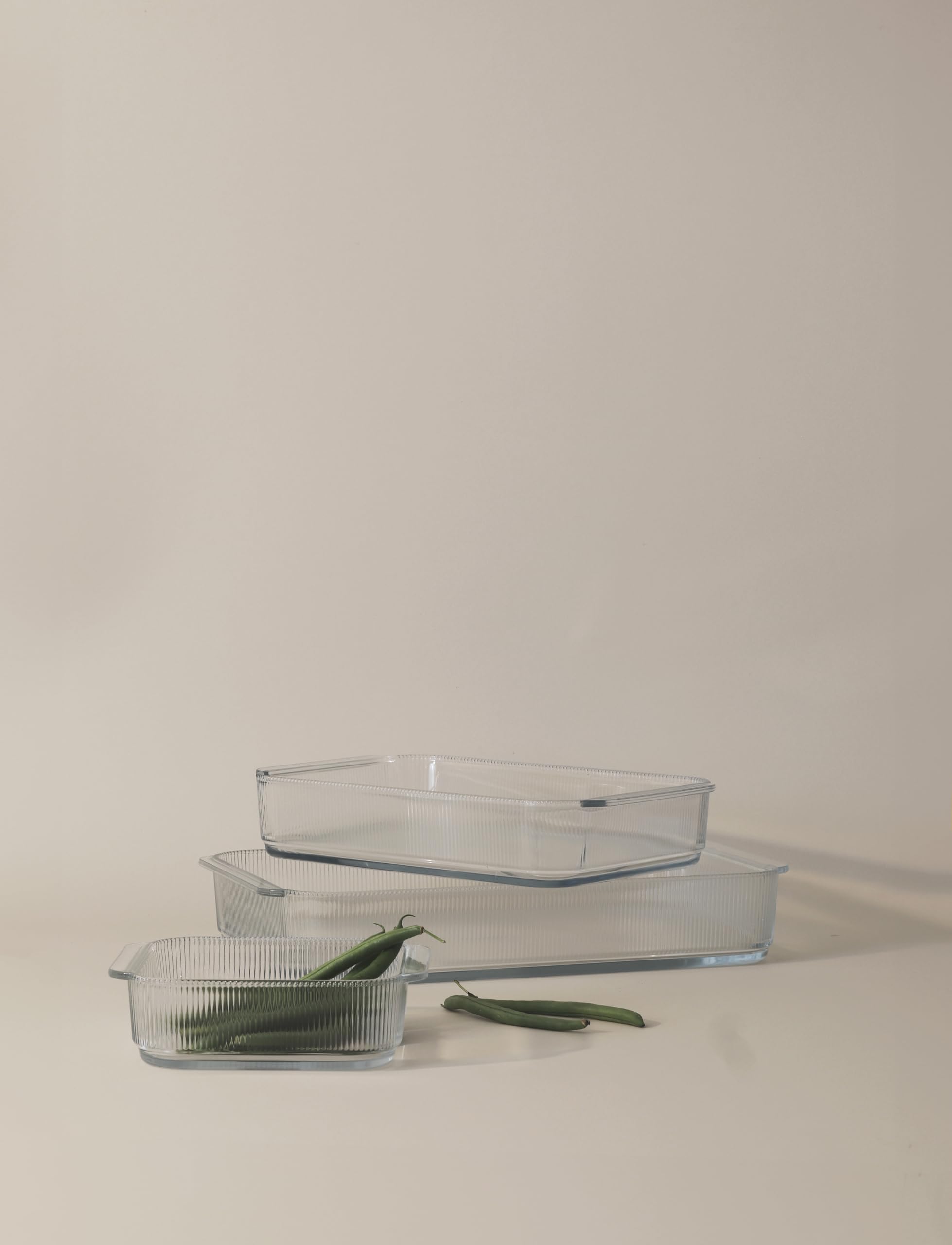 Stelton Pilastro - Pirofila in vetro scanalato, per lasagne, gratin, pasticcini, trasparente, lavabile in lavastoviglie, L 33,1 cm