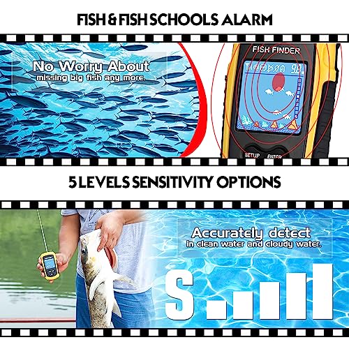 Image of Atibin Portable Kayak Depth Finder Fishing Wireless Castable Fishing Finder Transducer Canoe Shore Fish Finder Detector Sonar Handheld Sea Lake