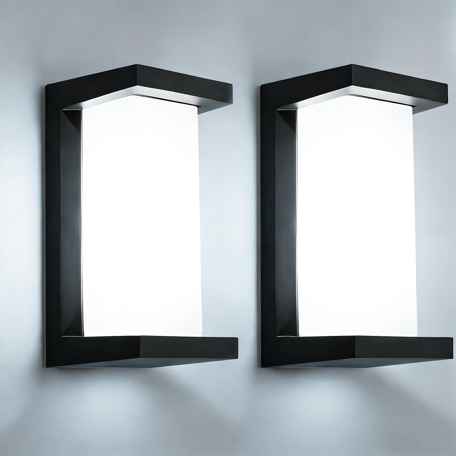 wowlite Outdoor Wall Lights for House 2 Pack, LED Exterior Lighting Fixtures 3 Colors Changeable, Matte Black Outdoor Sconce Lights, IP65 Waterproof