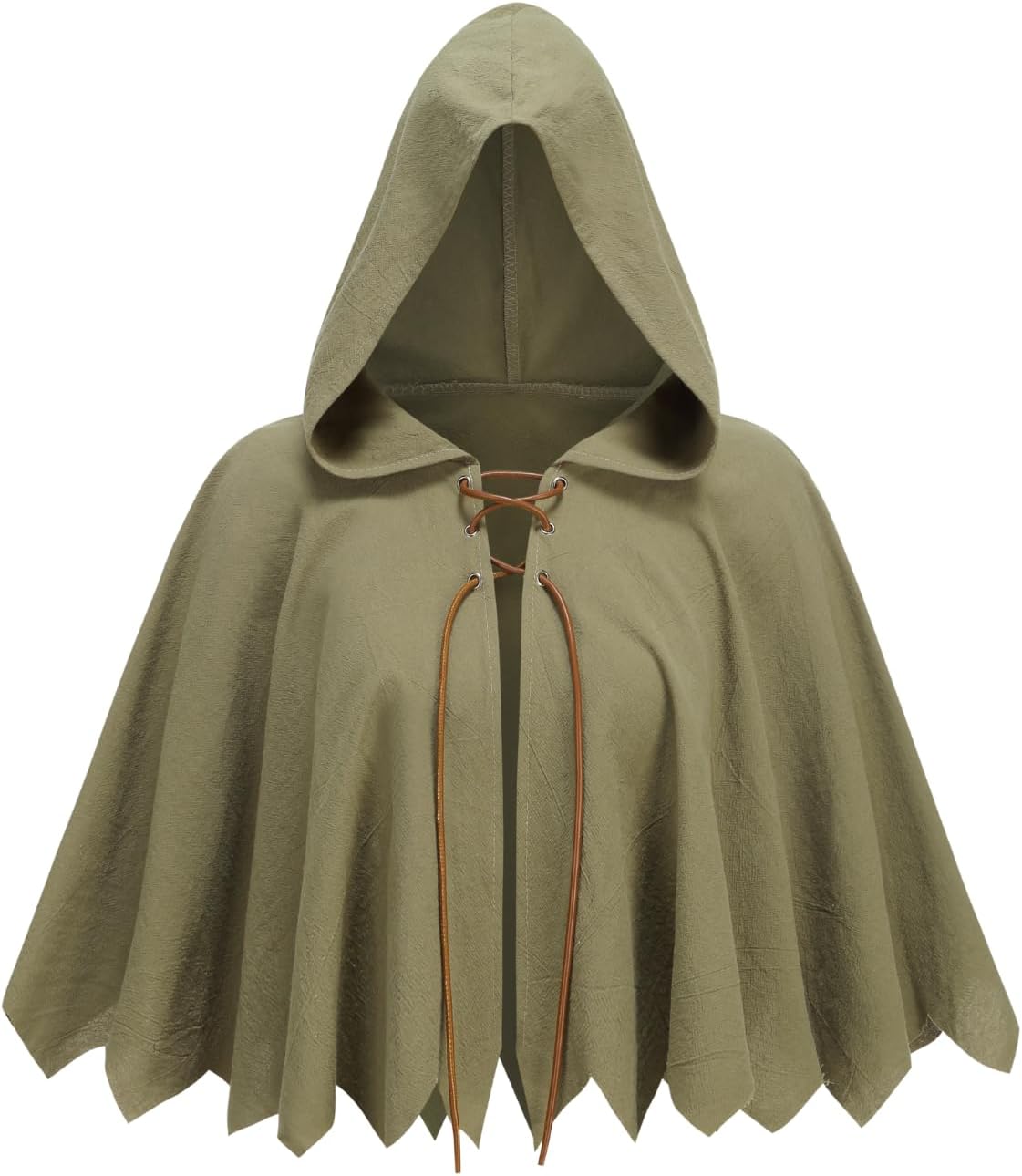 yolsun Women Medieval Hooded Cape Dune Cloak Post Apocalyptic Cape Short Renaissance Hooded Cloak for Halloween Cosplay