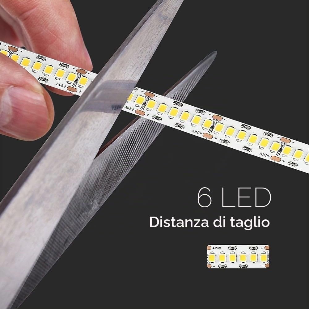 V-TAC Striscia LED Samsung SMD2835 18W/m Bobina 10m 240 LED/m 24V 6400K IP20 CRI>95