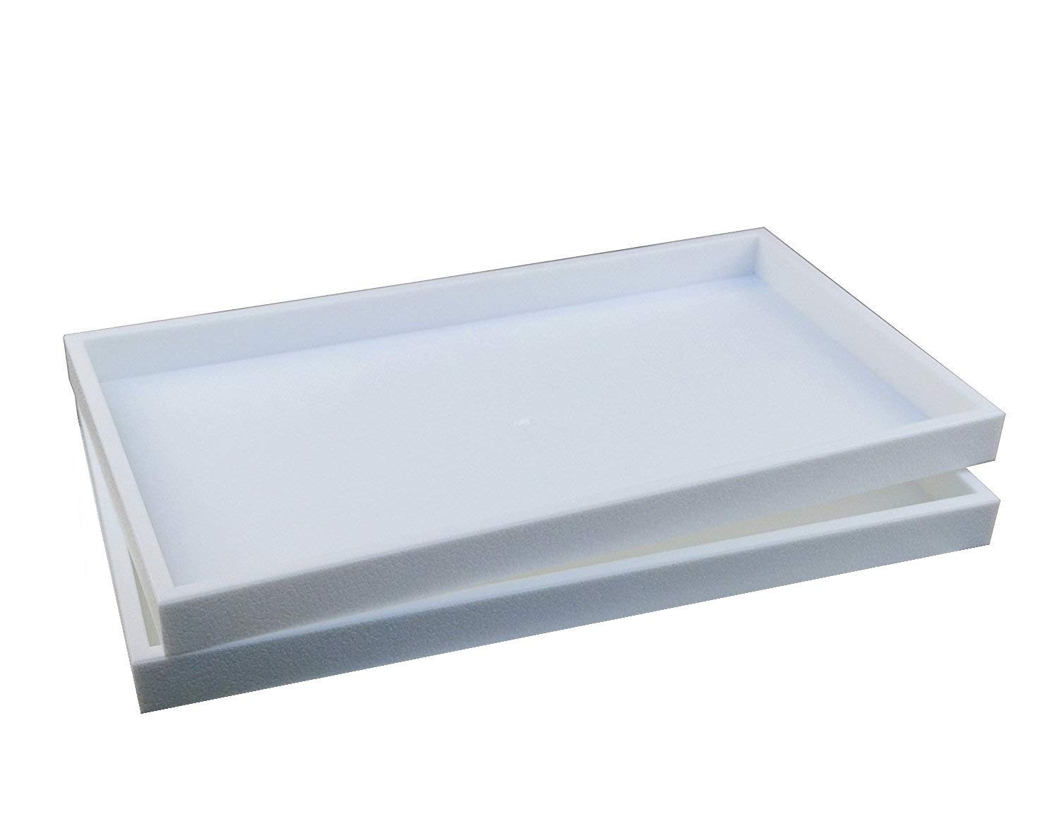 2 Piece 1-Inch Deep Full Size White Plastic Stackable Jewelry Tray 14 3 4 x 8 1 4