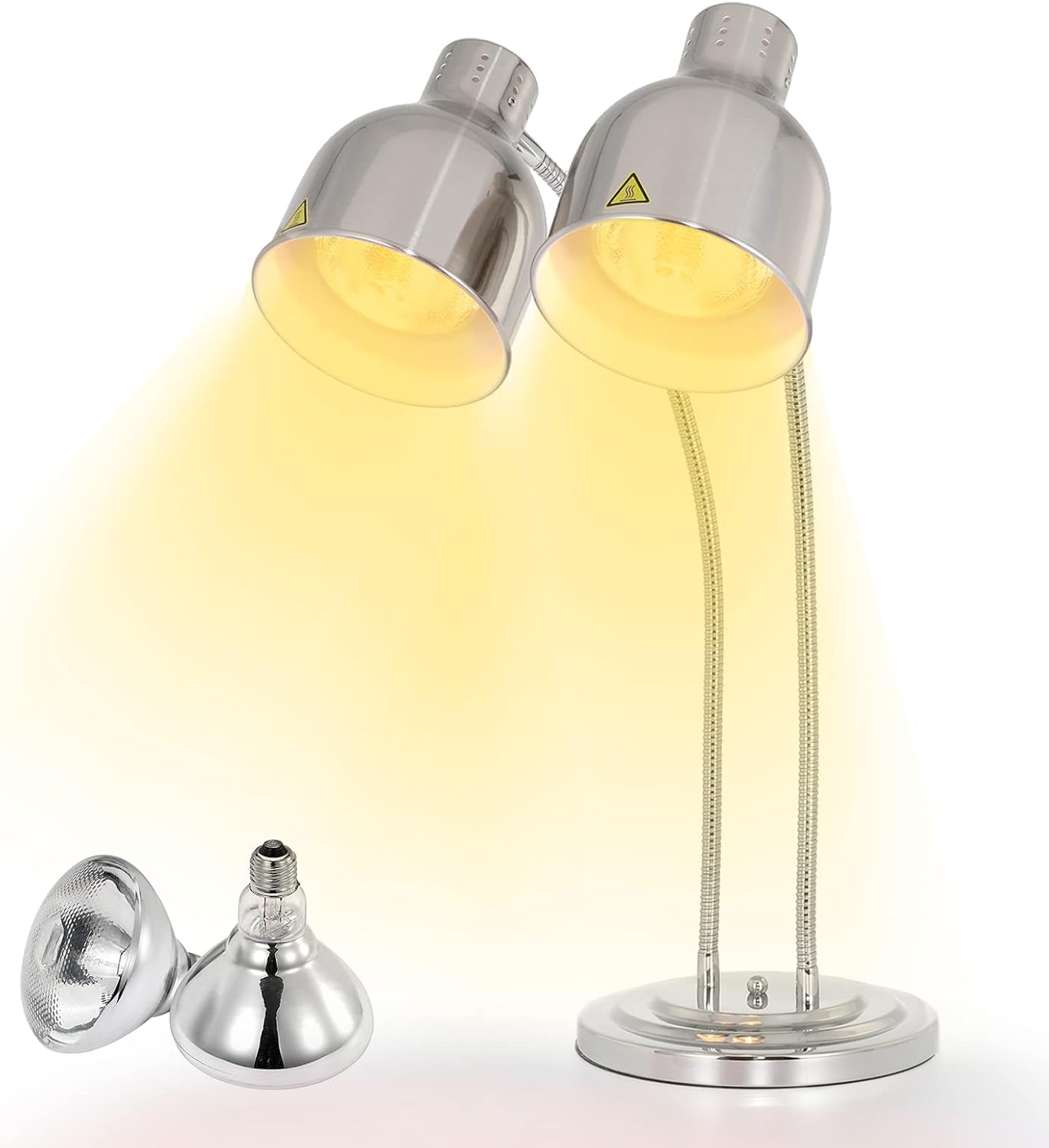 WICHEMI Food Heat Lamps Food Heat Preservation Lamp Commercial Food Warmer Lamp Catering Heat Lamp for Food Heating Restaurant Kitchen Food Service Buffet Home Use (Dual Head, 250W Bulbs)