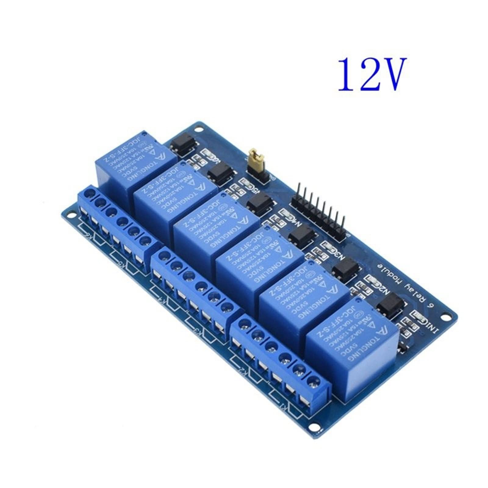 1 Uds 5v 12v 24v 2 4 Módulo de relé 8 canales con optoacoplador. Salida vías(6 Channel Relay 12v)