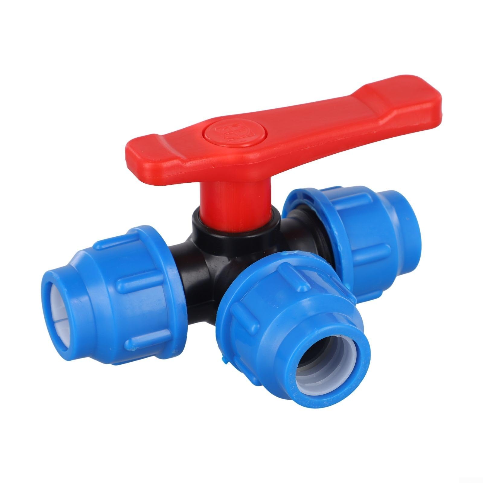 PE Pipe 3-Way Ball Valve DN15 DN20 DN25 DN32 DN40 Plastic PVC Connector Quick Fit Joint for Water Flow Control in Household or Industrial Plumbing,(20mm)