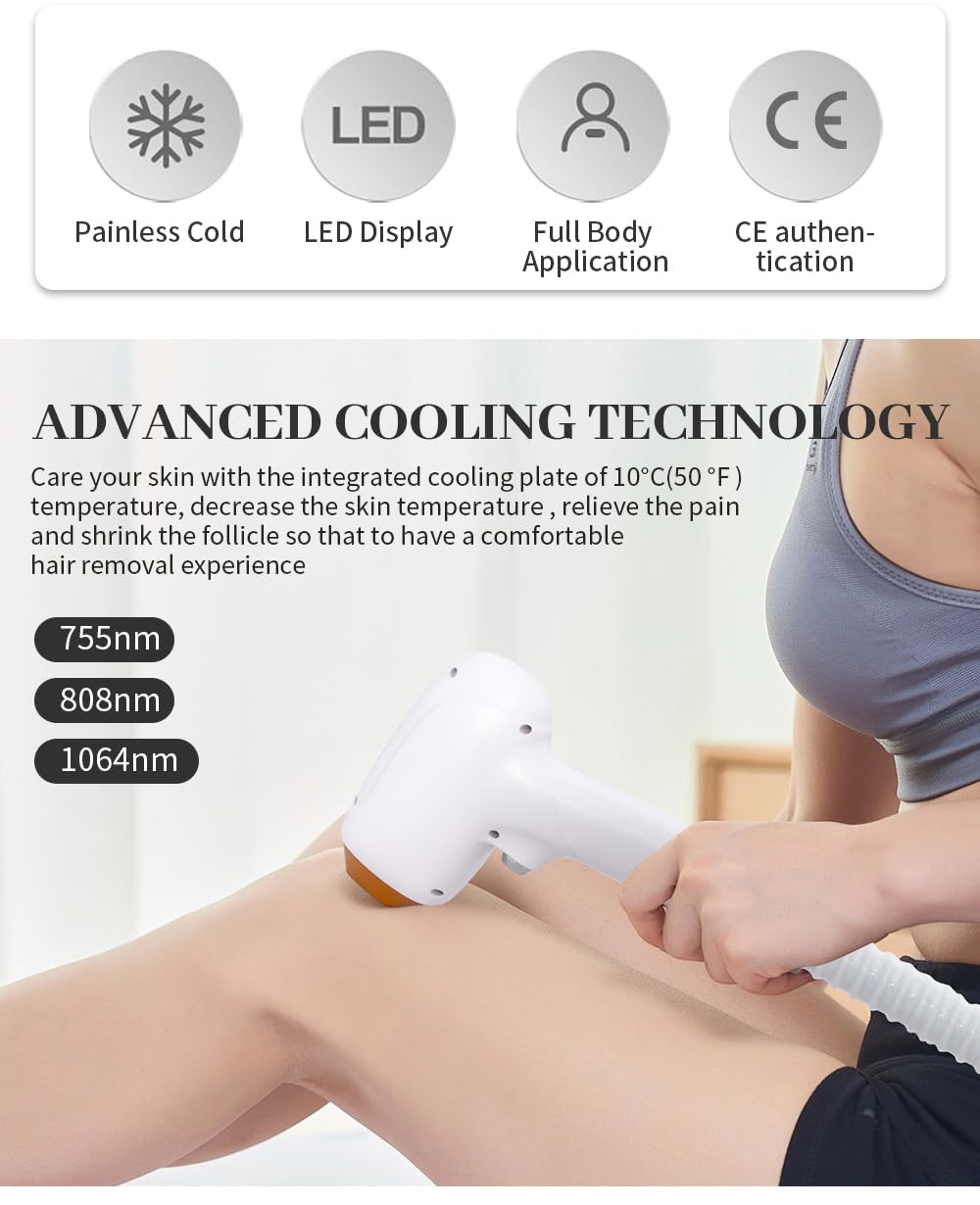 Macchina per Depilazione Laser Diodo 808nm Touchscreen LCD | Sistema di raffreddamento avanzato Epilazione indolore su tutto il corpo