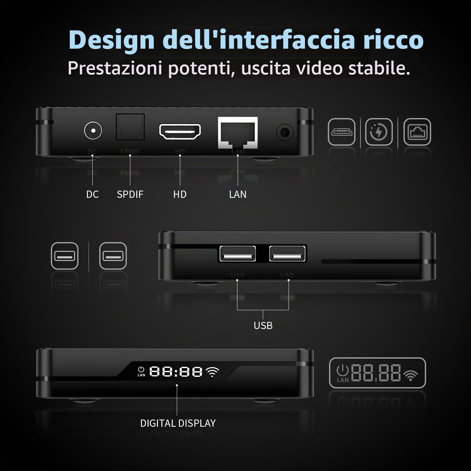 Android TV Box,X5M Android 14.0 2GB RAM 16GB ROM S905X5M 2.0GHz 64-bit Quad-core Cortex-A55 Mali-G310 Support 2.4/5.0GHz WIFI6 BT5.0 1080P 8K HDR10+ 1000M Ethernet HDMI 2.1 H.265 Smart TV BOX