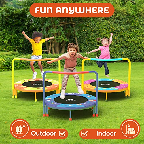 Happin 3' Mini Trampoline For Kids Indoor With Removable Foam-Padded Handlebar, Noise-Free, Durable Steel Frame And Safety Pad, Trampoline For Toddlers Age 3 Years And Up #TOP5