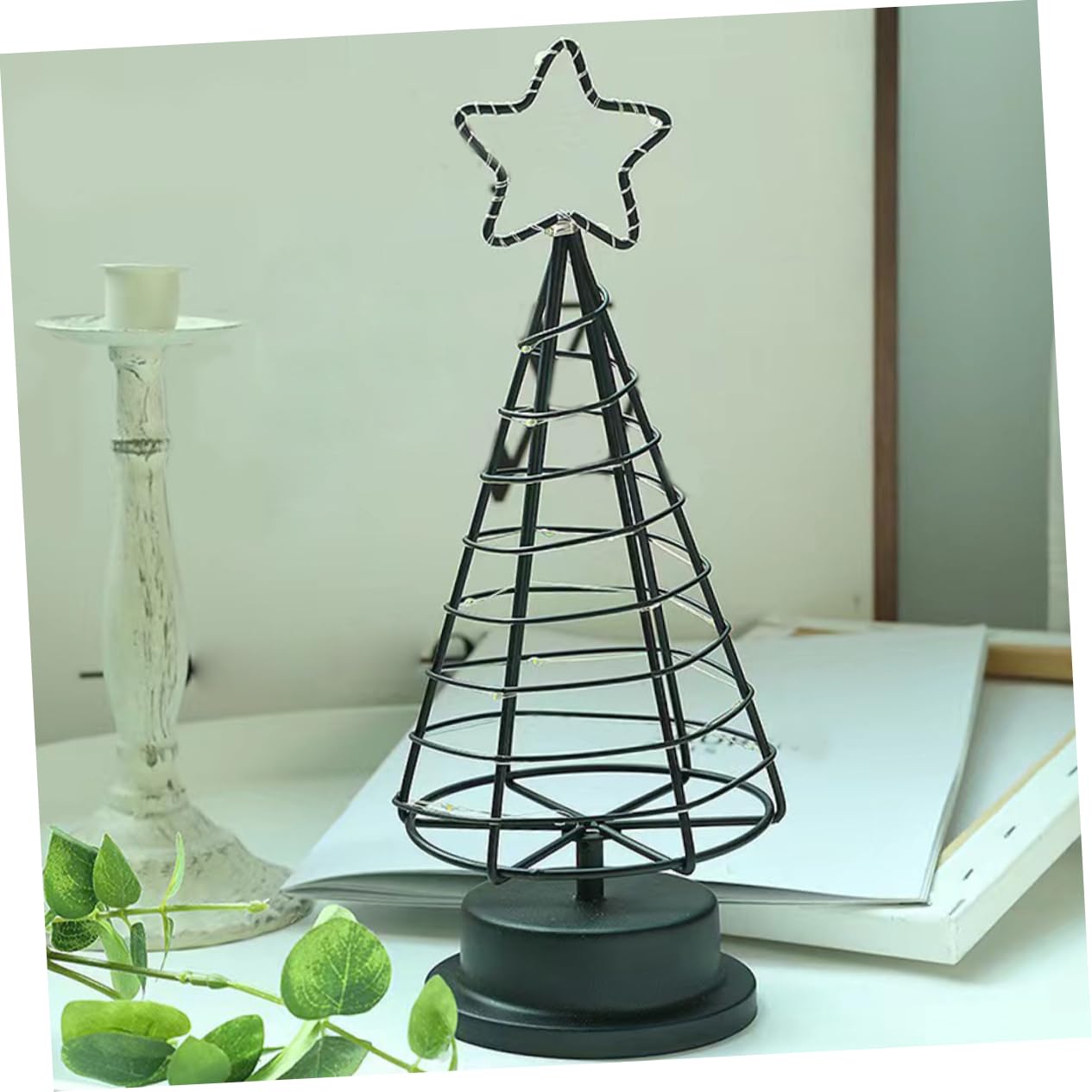 Alipis 2 Stück LED Weihnachtsbaum Dekoration aus Fünfzackiger Stern Tischlampe für Schlafzimmer und Wohnzimmer Warme Beleuchtung für Festliche