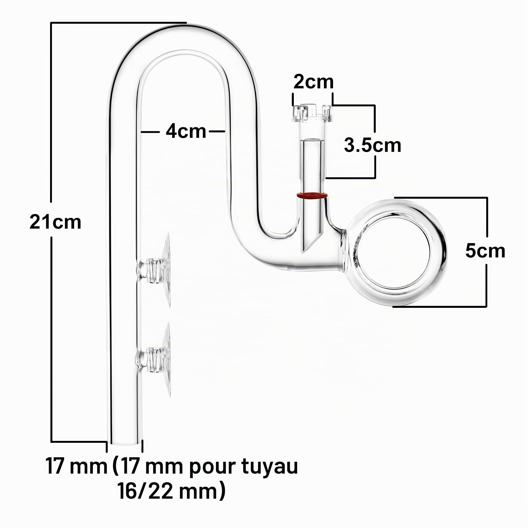 Bec verseur Lily Pipe Spin en verre avec écumeur pour aquarium planté (17 mm pour tuyau de 16/22 mm)