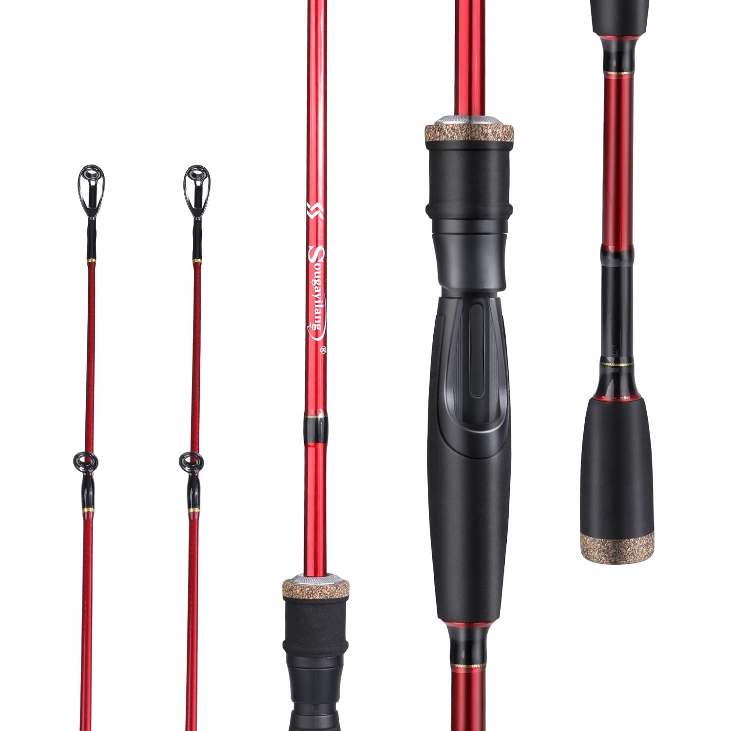 Sougayilang Fishing Rod, 2Pc Casting Rod Spinning Rod for Freshwater Tournament Quality Fishing Pole with 2 Tips for Bass