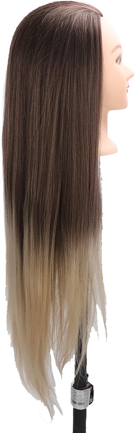 Long Soft Hair Training Head, Mannequin Head for Hairdressing Practice, High Temperature Fiber with Life Like Scalp, Ideal for Ironing Braiding and Wig Display