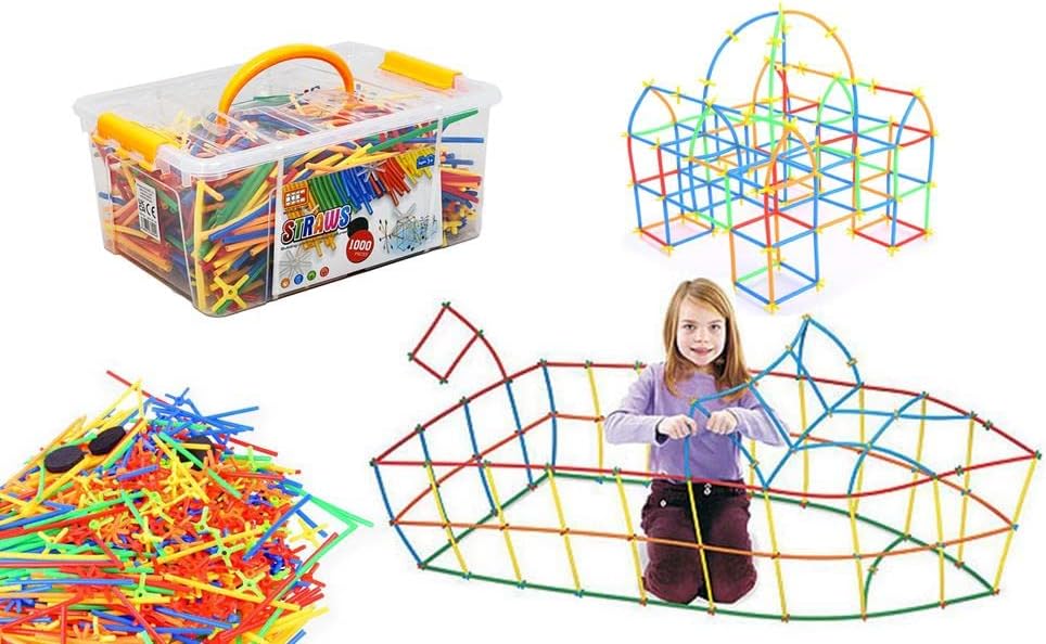 xwin sportseries 1000 Pieces, Construction Straws and Connectors Toys, Fort Building Toys for Kids, STEM Creative Building Games for Boys and Girls Ages 4 5 6 Years Old
