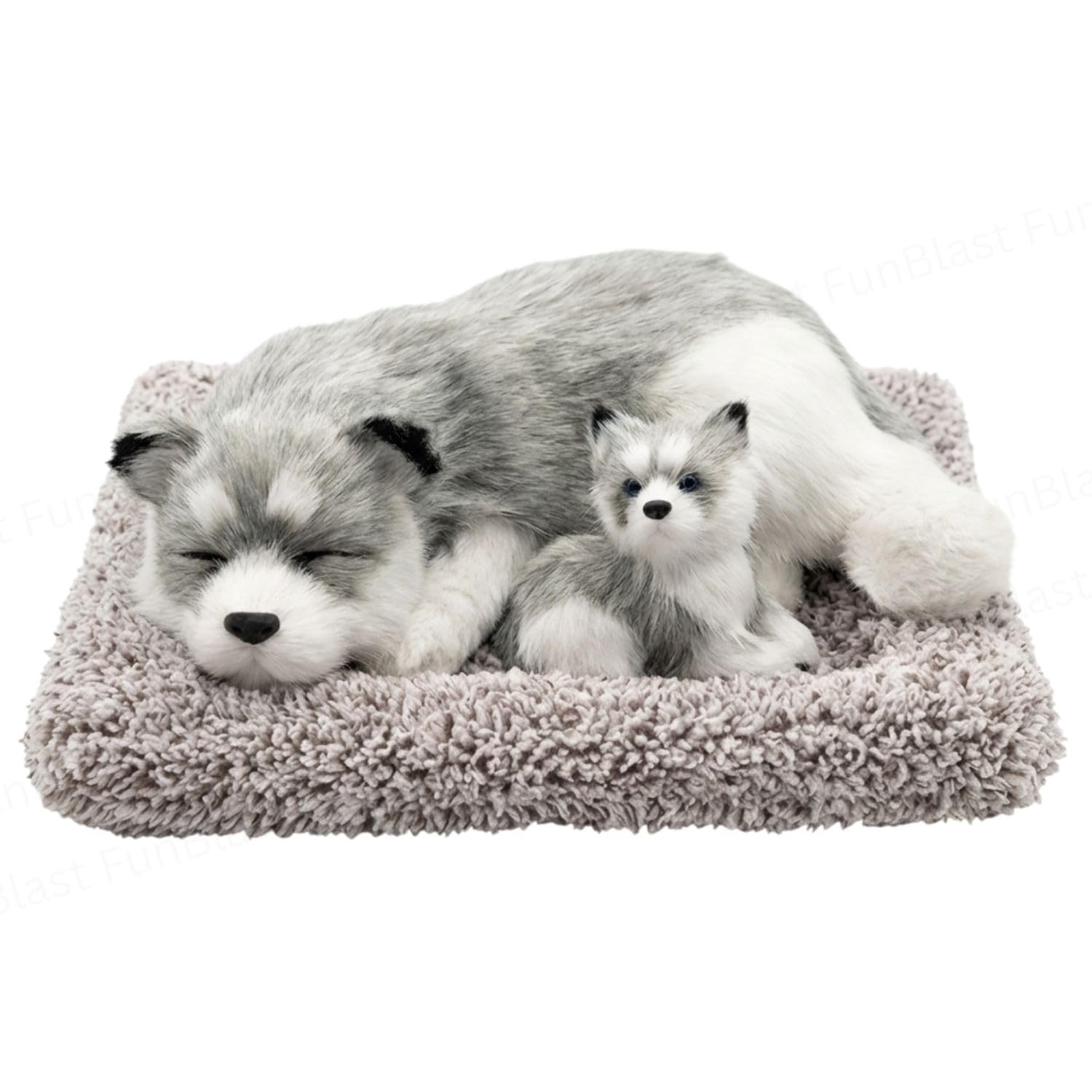 FunBlast Sleeping Cute Dog with Puppy – Realistic Soft & Lifelike Pet Puppy with Bed for Car Dashboard and Home Décor, Sle...
